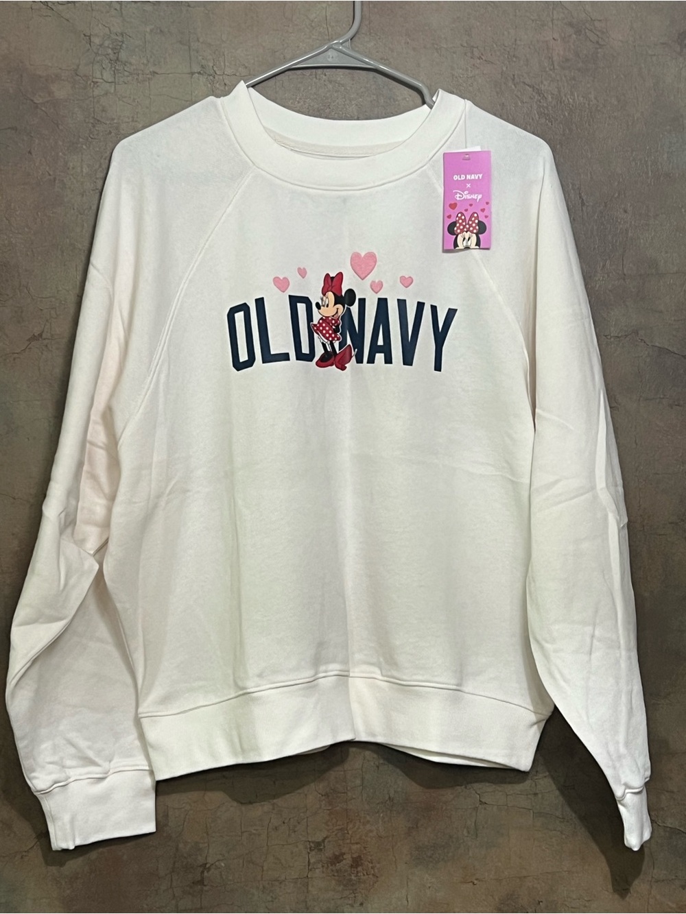 Old Navy Cream Minnie Mouse Logo Crewneck Sweatshirt